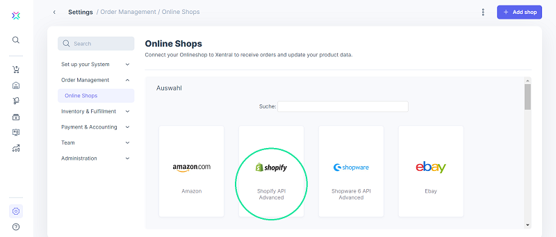 Xentral Online Shops Shopify Anbindung