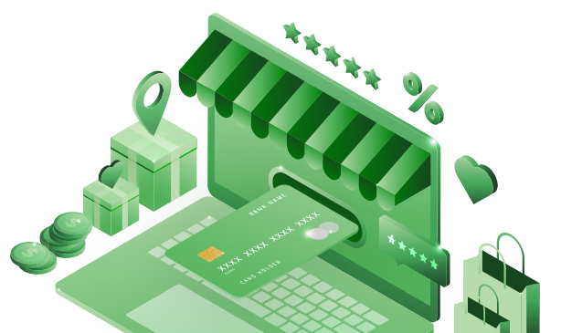 Shopify Kreditkarte Laptop grün